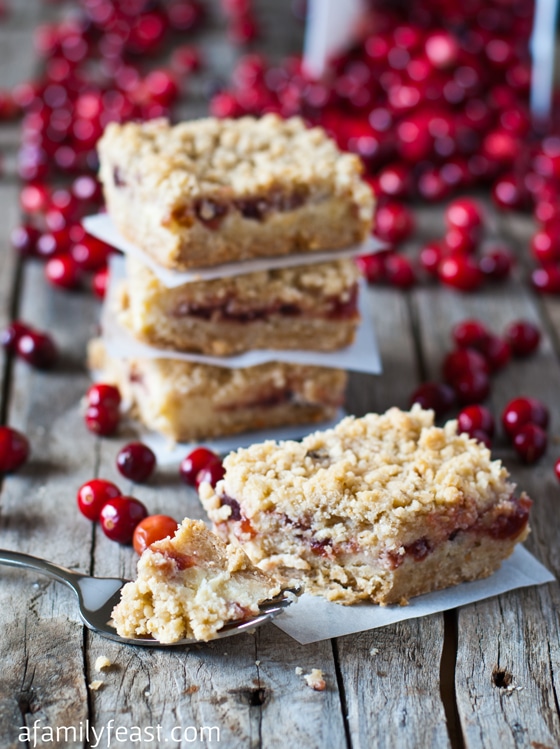 Oatmeal Cranberry Cheesecake Bars - A Family Feast