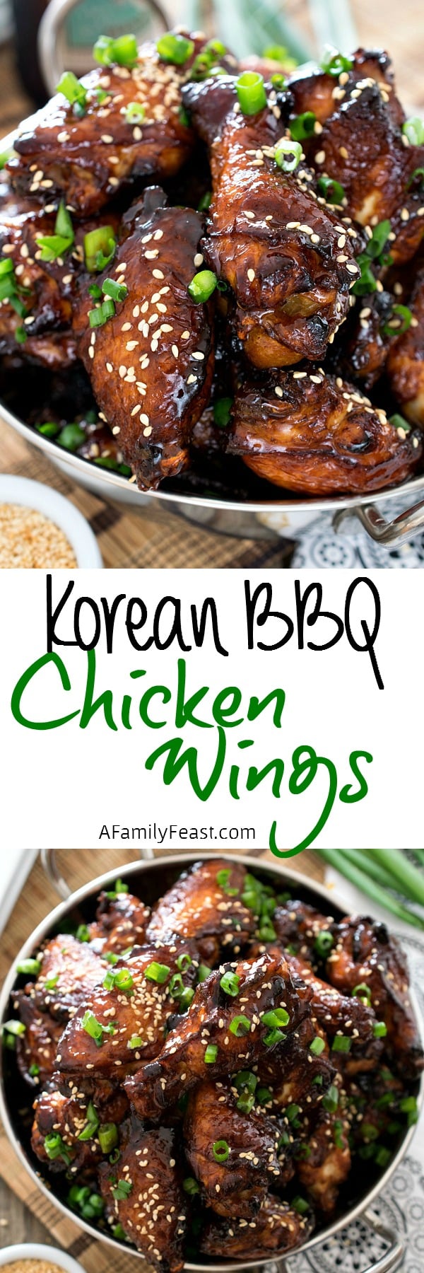 Korean Barbecue Chicken Wings - Super flavorful chicken wings inspired by the same flavors you'd find in Bulgogi. So delicious!
