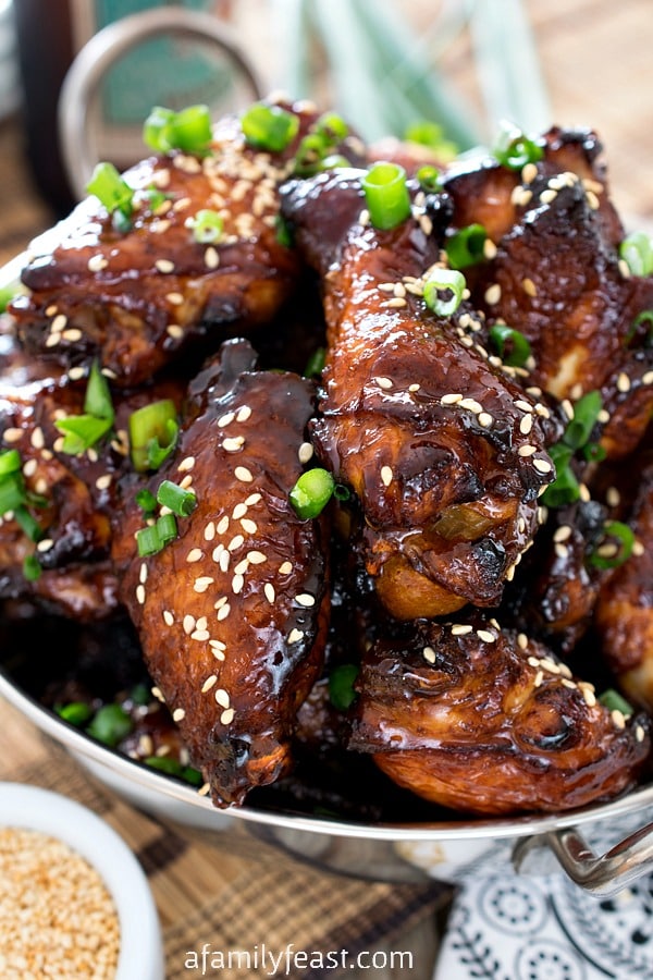 Korean Barbecue Chicken Wings - Super flavorful chicken wings inspired by the same flavors you'd find in Bulgogi. So delicious!