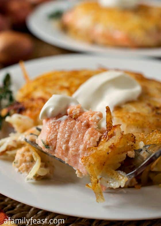 Hash Brown Crusted Salmon - A Family Feast
